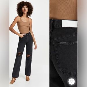 NWT. Levi’s Re/Done Redone High Rise Loose fit straight jeans, distressed black